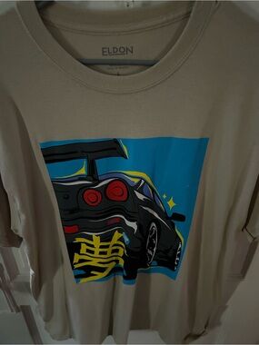 Eldon Men’s Tan Graphic Car Print Short Sleeve Tee